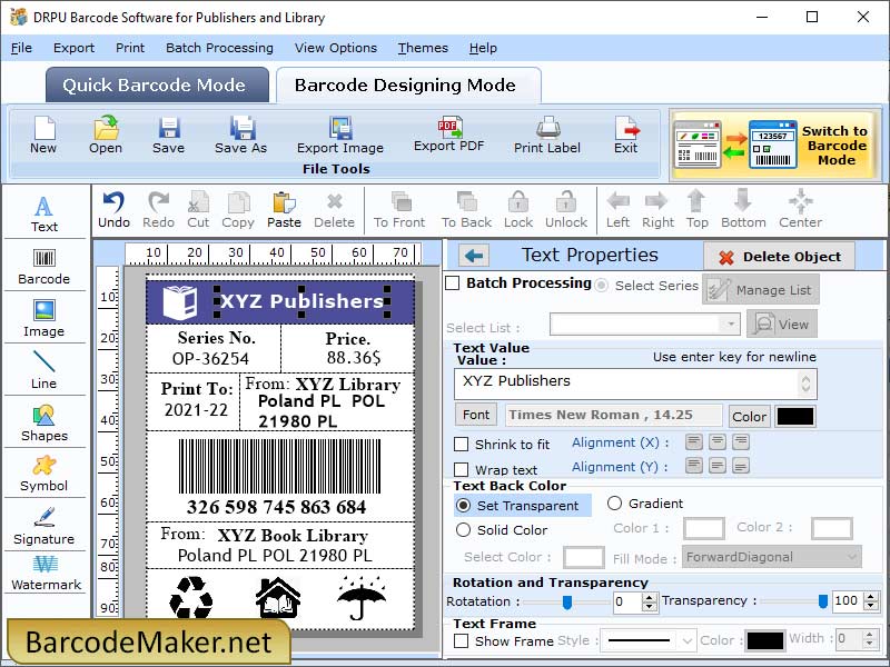 Library Barcode Maker Software software